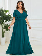 LEORA™ | Abito da Damigella in Chiffon con Scollo a V