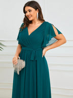 LEORA™ | Abito da Damigella in Chiffon con Scollo a V