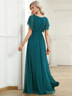 LEORA™ | Abito da Damigella in Chiffon con Scollo a V