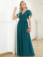 LEORA™ | Abito da Damigella in Chiffon con Scollo a V