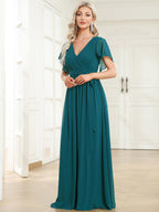 LEORA™ | Abito da Damigella in Chiffon con Scollo a V