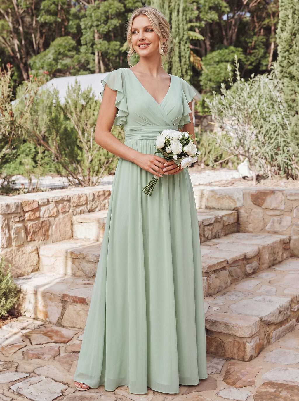 LILYANA™ | Vestido de Dama de Honor en Gasa Elegante