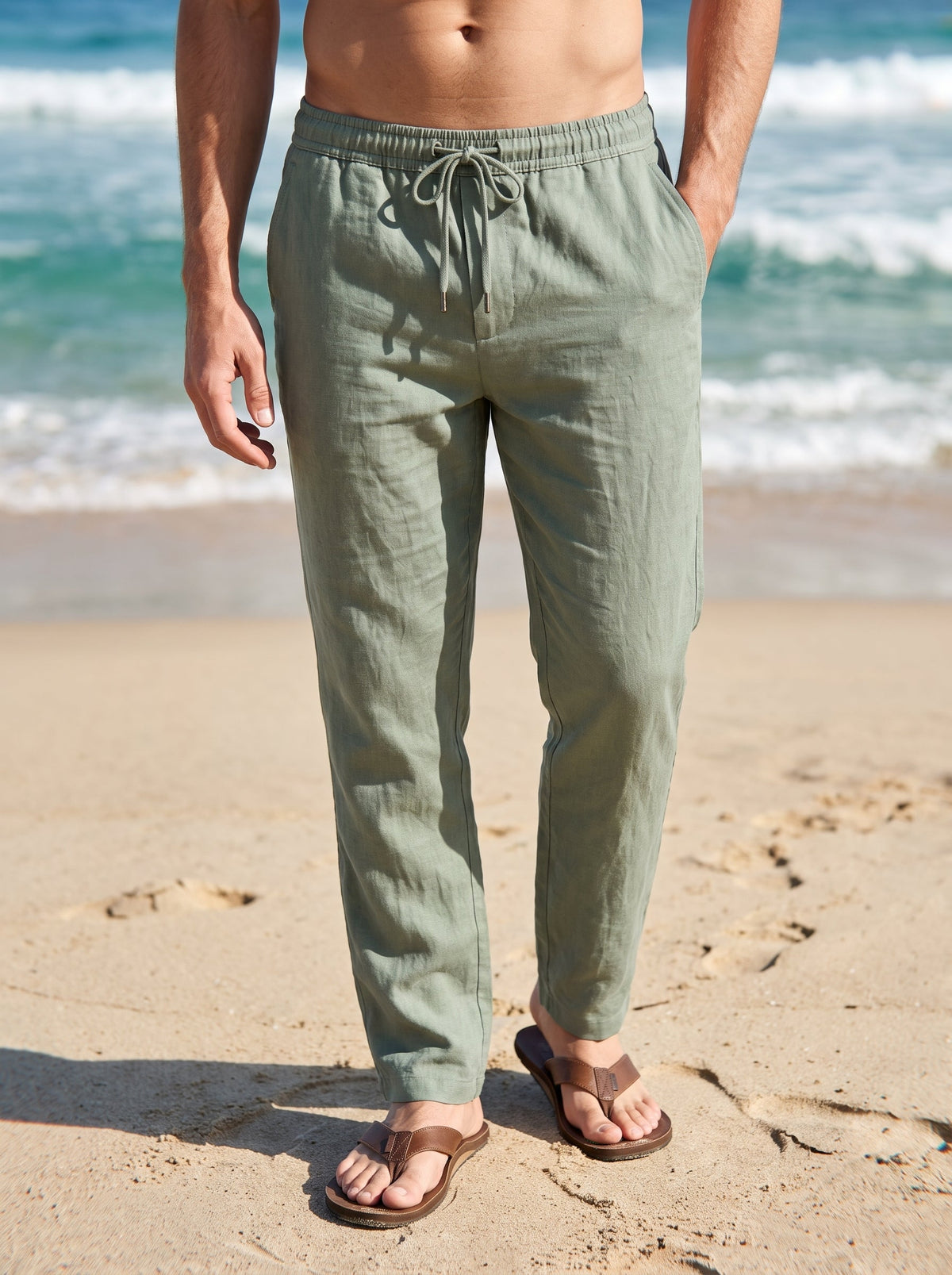 ANDRE FERRÁN | Pantalone di Lino Bordeaux