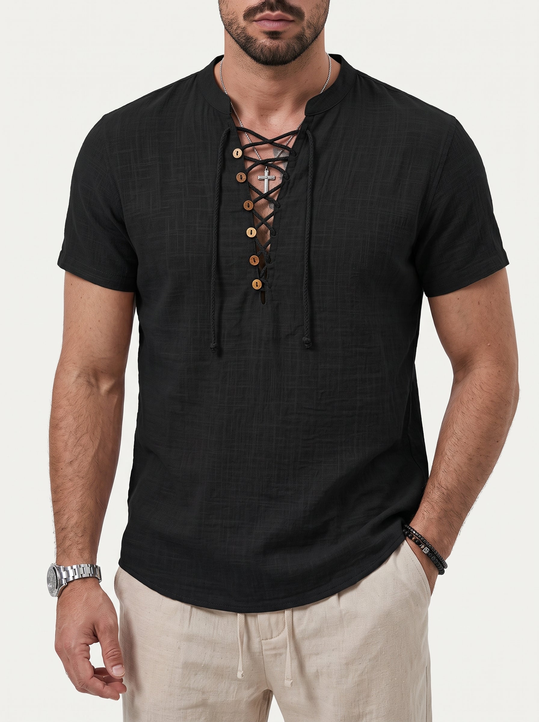 BRUNO | Camisa de Lino y Algodón Manga Corta