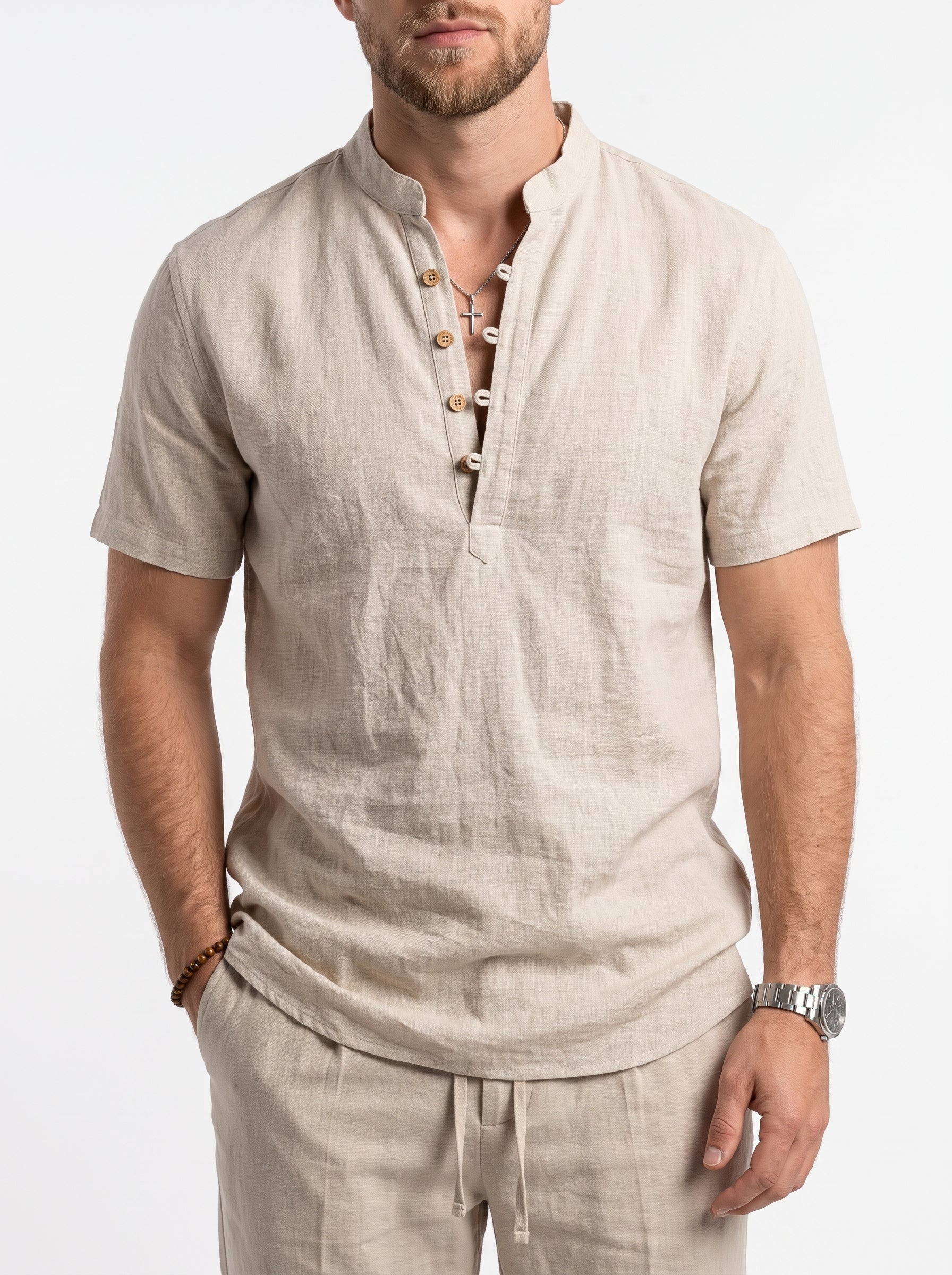 BRUNO | Camisa de Lino y Algodón Manga Corta