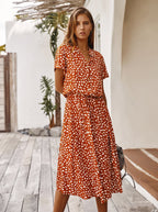 AMBAR | Abito Vintage da donna, abito lungo bohémien a maniche con collo risvoltato