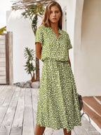 AMBAR | Abito Vintage da donna, abito lungo bohémien a maniche con collo risvoltato