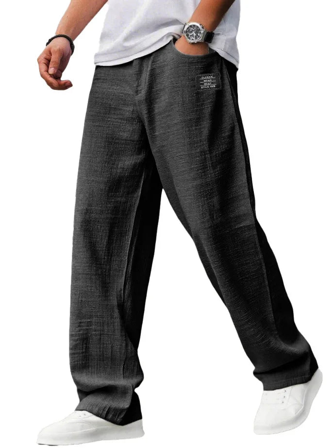 KAEL | Pantaloni vintage ampi, dritti e traspiranti in Cotone e Lino