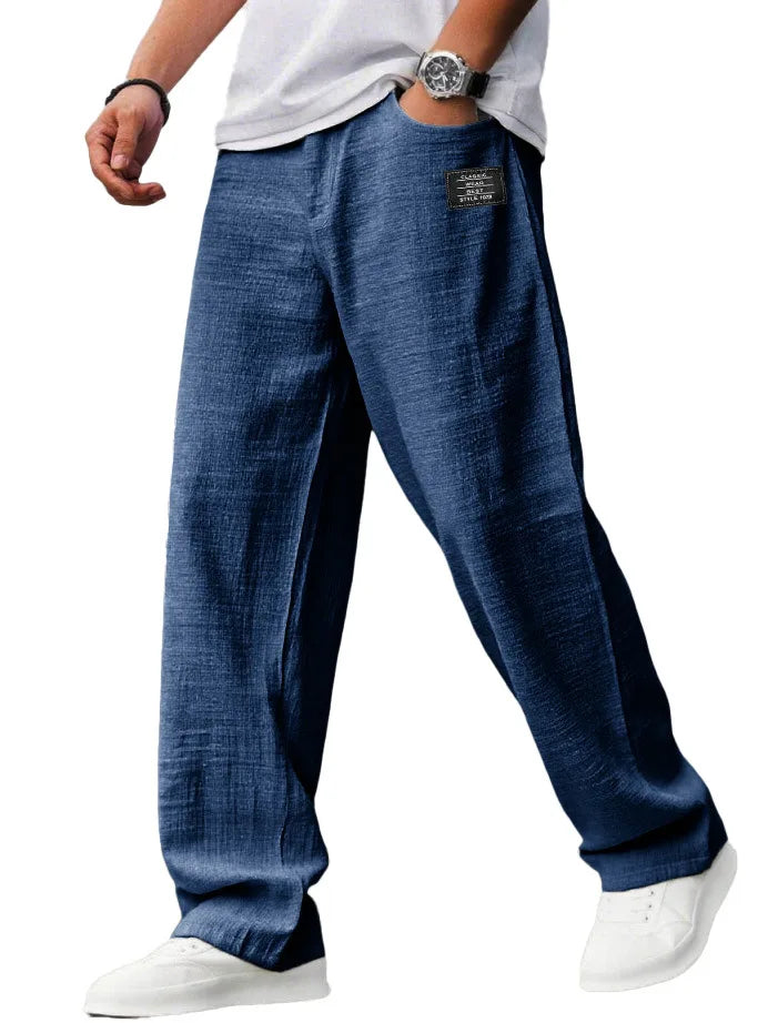 KAEL | Pantaloni vintage ampi, dritti e traspiranti in Cotone e Lino