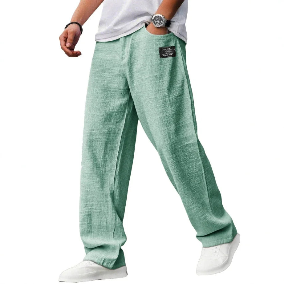 KAEL | Pantaloni vintage ampi, dritti e traspiranti in Cotone e Lino