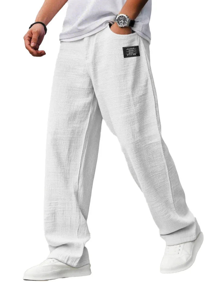 KAEL | Pantaloni vintage ampi, dritti e traspiranti in Cotone e Lino