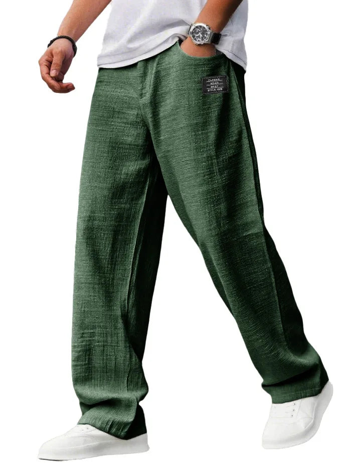 KAEL | Pantaloni vintage ampi, dritti e traspiranti in Cotone e Lino