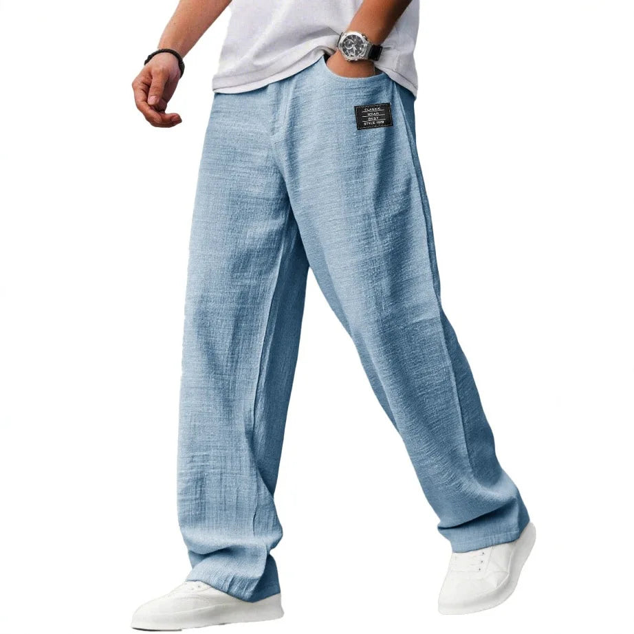 KAEL | Pantaloni vintage ampi, dritti e traspiranti in Cotone e Lino