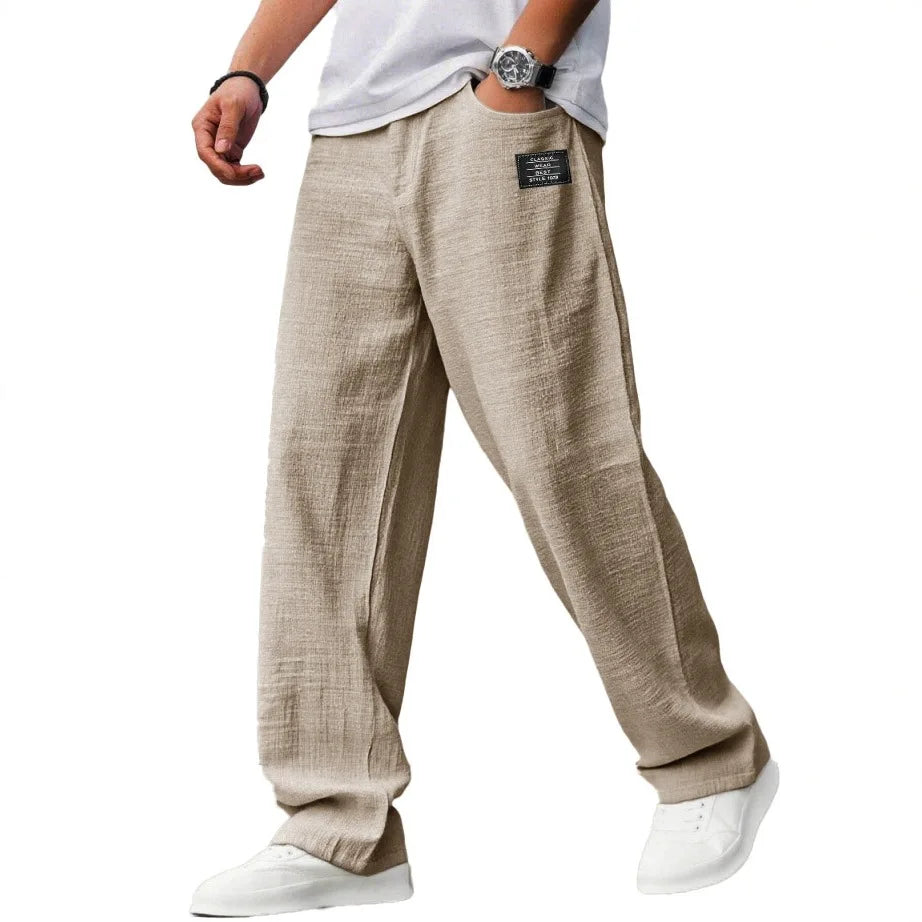 KAEL | Pantaloni vintage ampi, dritti e traspiranti in Cotone e Lino