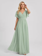 LEORA™ | Abito da Damigella in Chiffon con Scollo a V