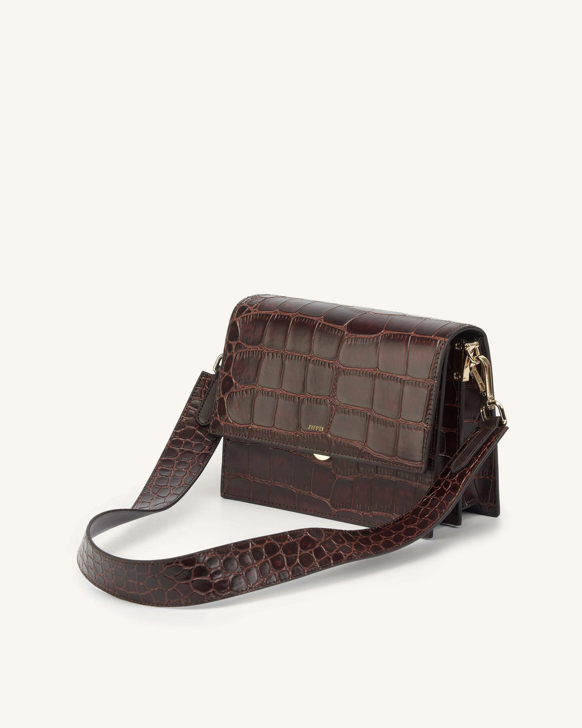 Mini Borsa a Tracolla | Marrone Effetto Coccodrillo