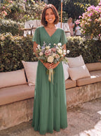 LEORA™ | Abito da Damigella in Chiffon con Scollo a V