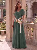 LEORA™ | Abito da Damigella in Chiffon con Scollo a V