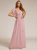 LEORA™ | Abito da Damigella in Chiffon con Scollo a V