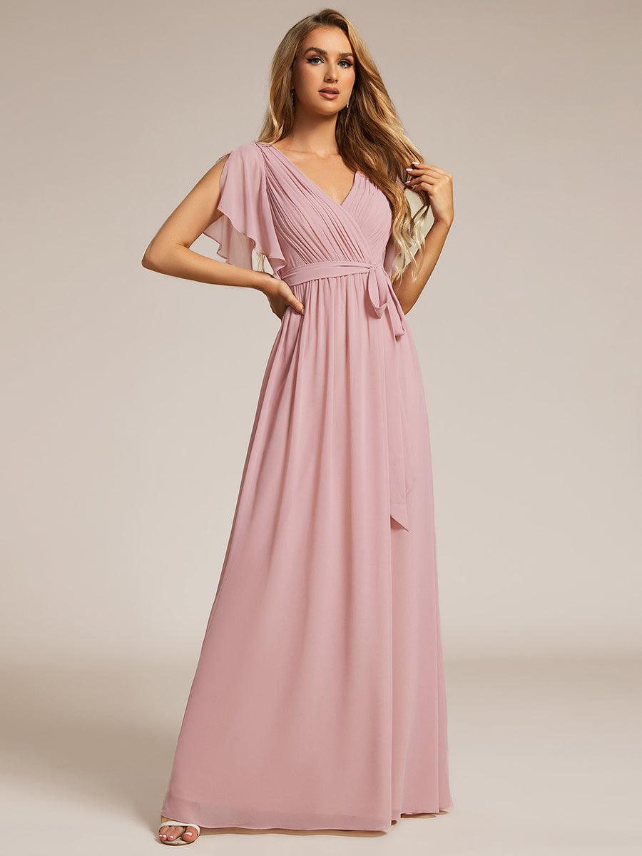 LEORA™ | Vestido de Dama de Honor de Gasa con Escote en V