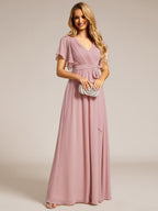 LEORA™ | Abito da Damigella in Chiffon con Scollo a V