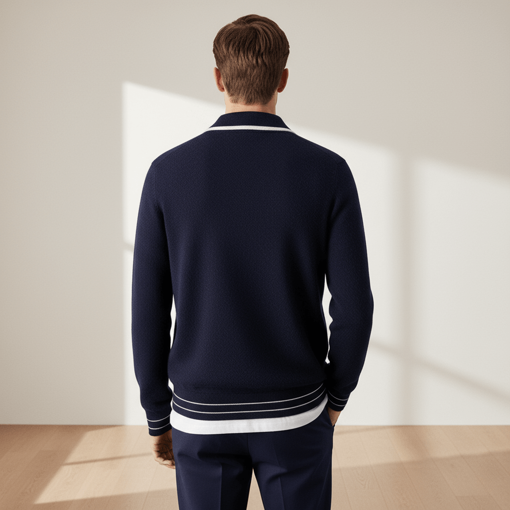 FILO NOBILE | Cardigan Merino Polo Contrast