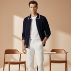 FILO NOBILE | Cardigan Merino Polo Contrast